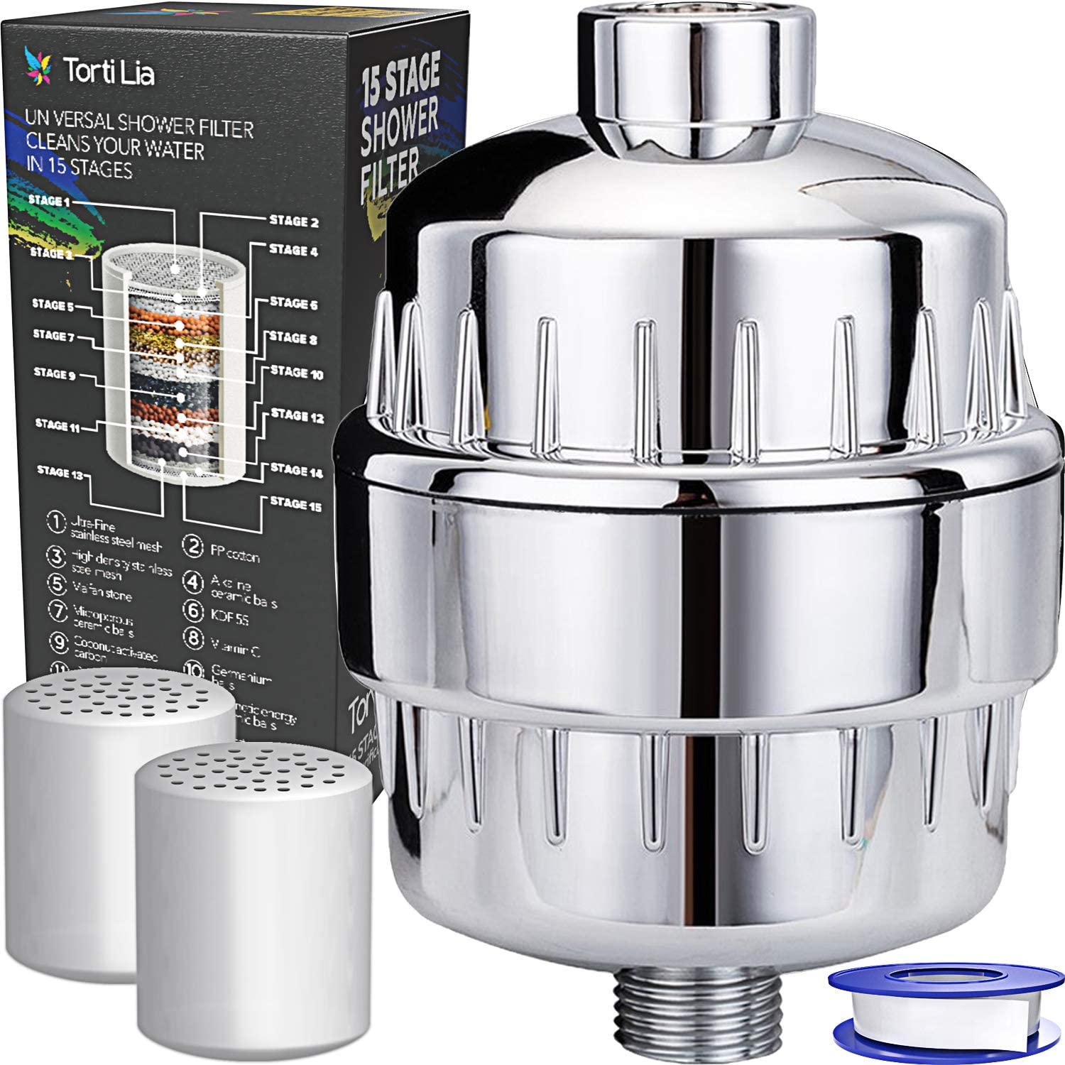 Torti Lia 15 Stage Shower Filter with Vitamin C For Hard Water